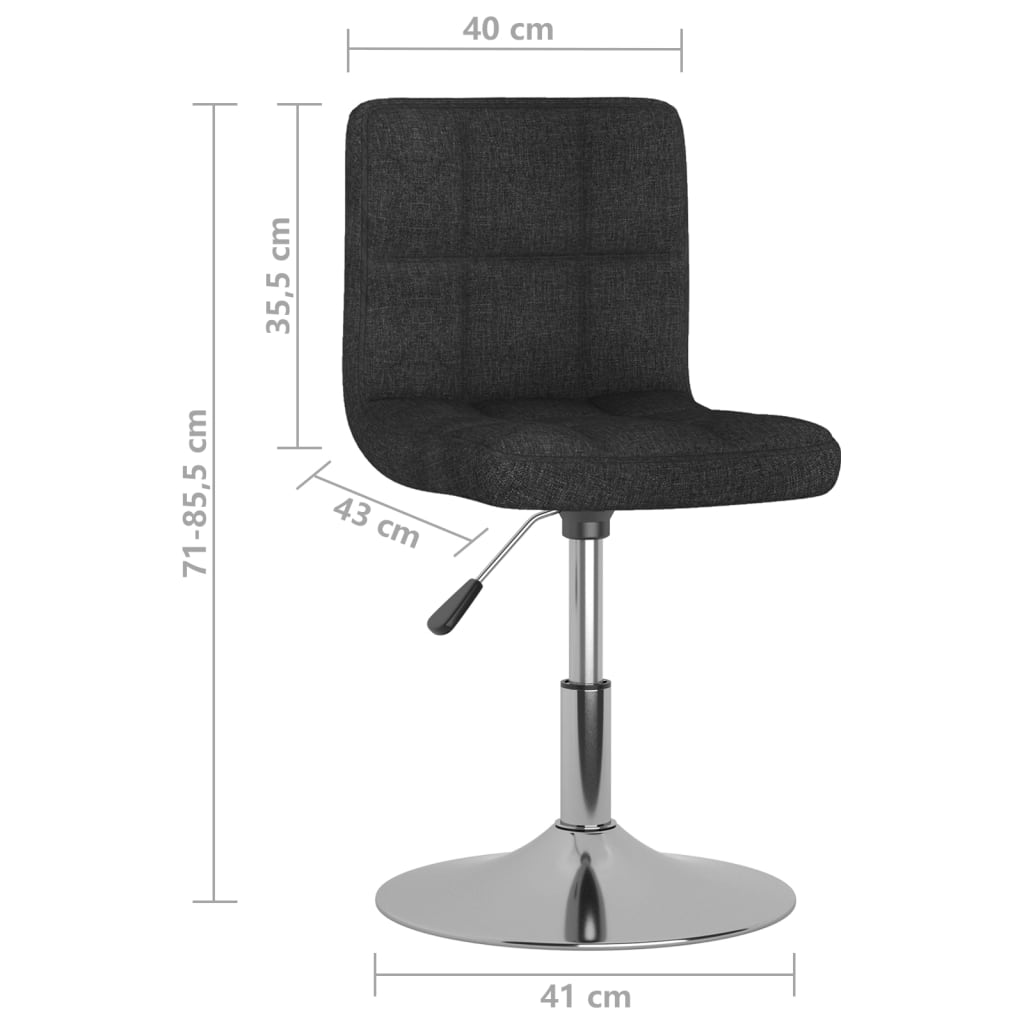 vidaXL Pasukamos valgomojo kėdės, 6vnt., juodos spalvos, audinys