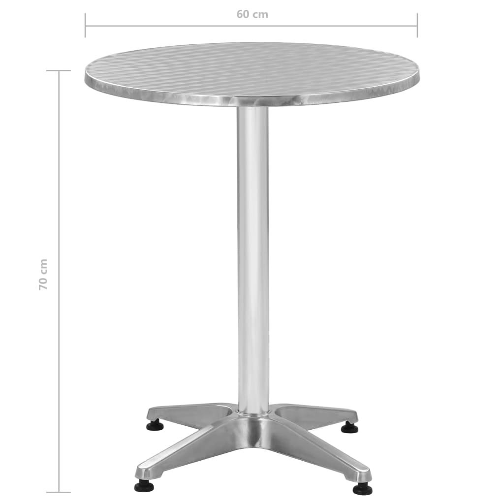 vidaXL Sodo stalas, sidabrinės spalvos, 60x70cm, aliuminis