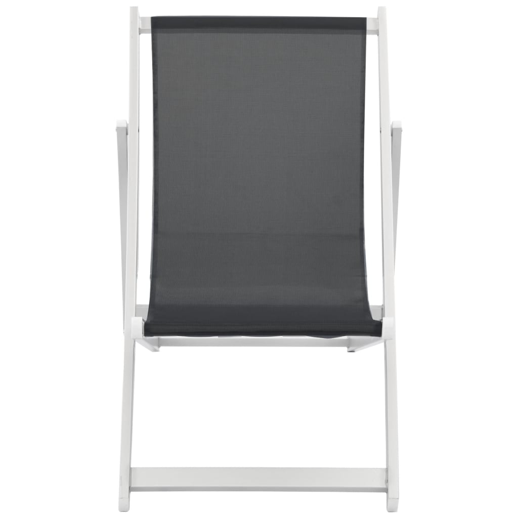 vidaXL Sulankst. paplūd. kėdės, 2vnt., juodos sp., alium. ir tekstil.