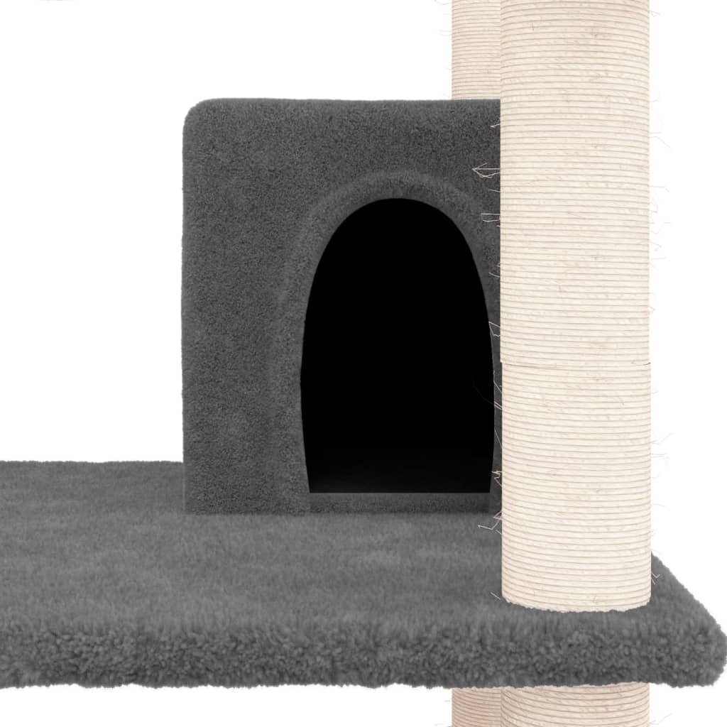 vidaXL Draskyklė katėms su stovais iš sizalio, tamsiai pilka, 162cm