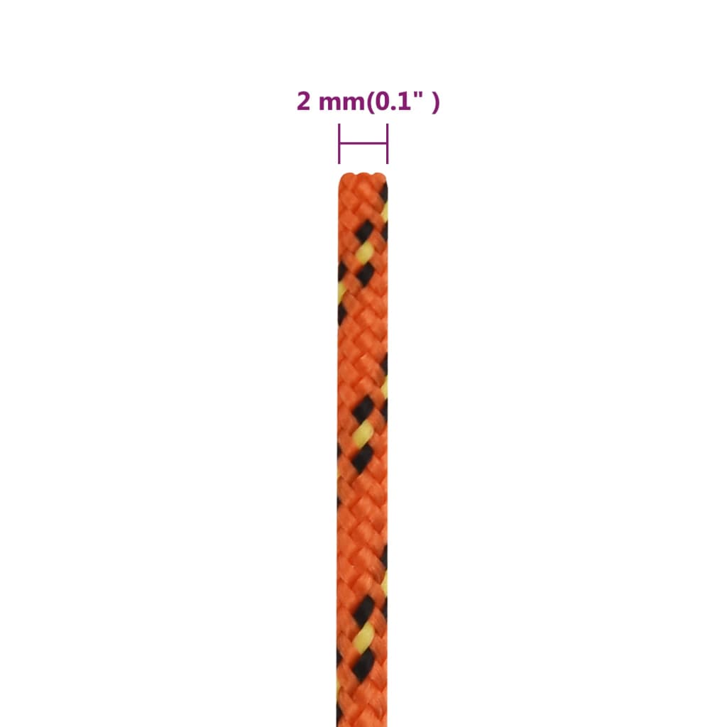vidaXL Valties virvė, oranžinės spalvos, 2mm, 25m, polipropilenas