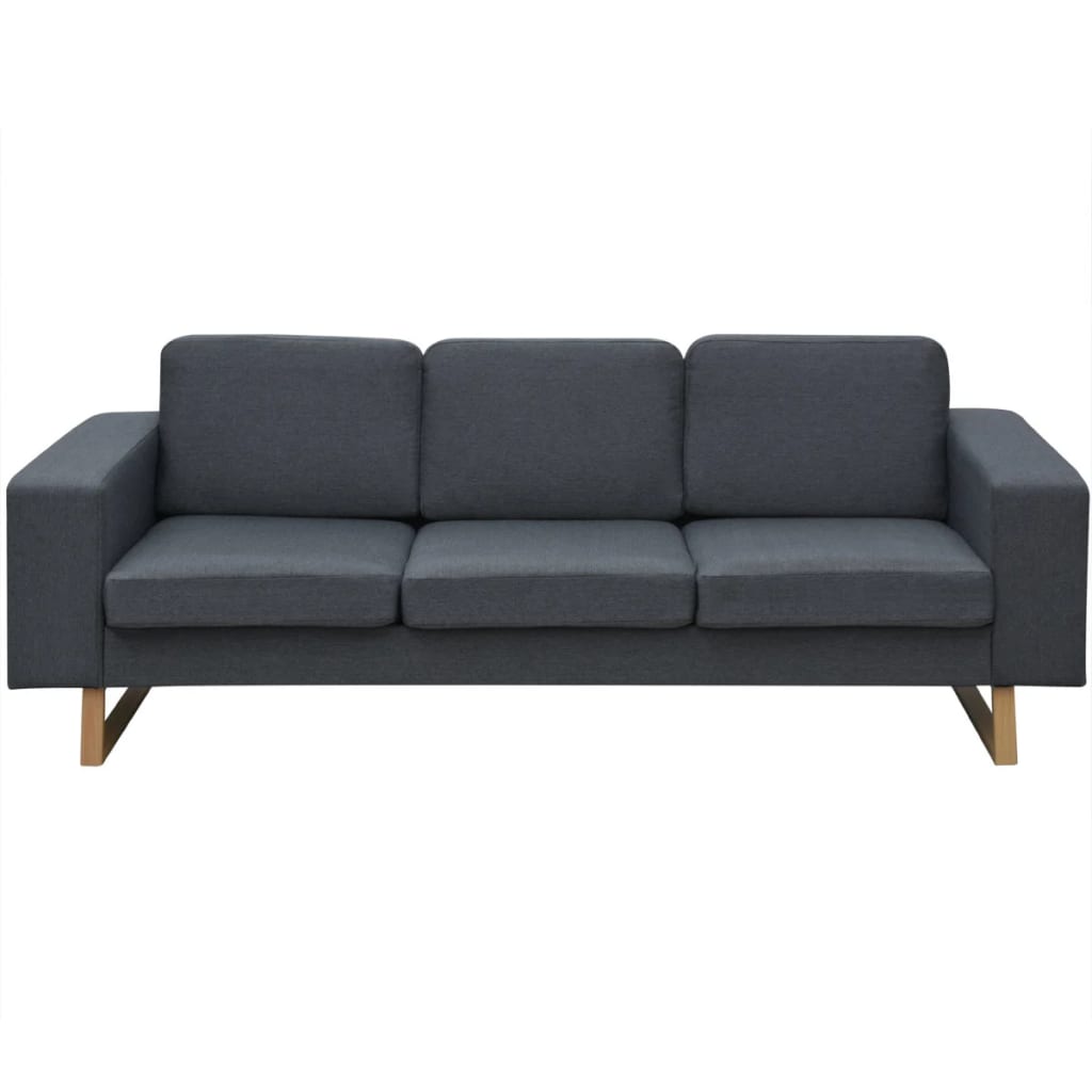 vidaXL trivietė medžiaginė sofa, tamsiai pilkos spalvos