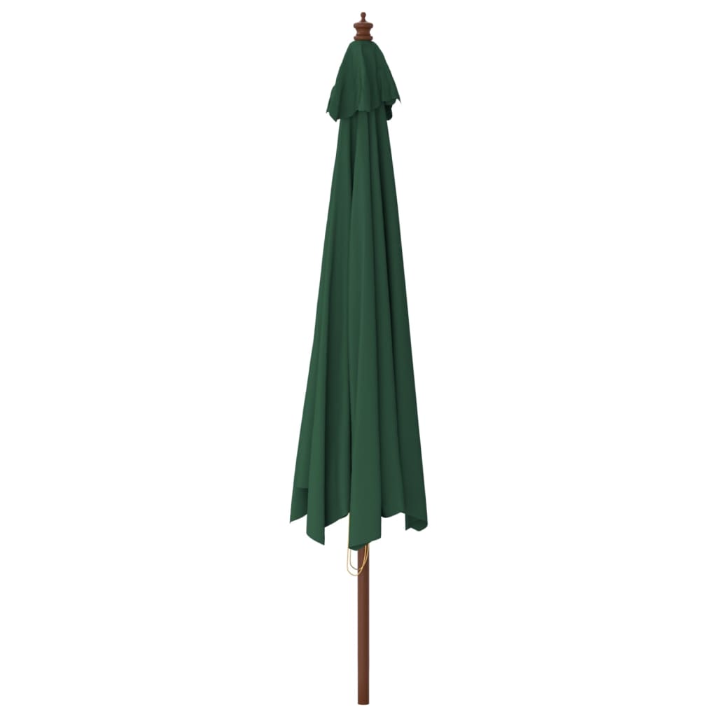 vidaXL Sodo skėtis su mediniu stulpu, žalios spalvos, 400x273cm