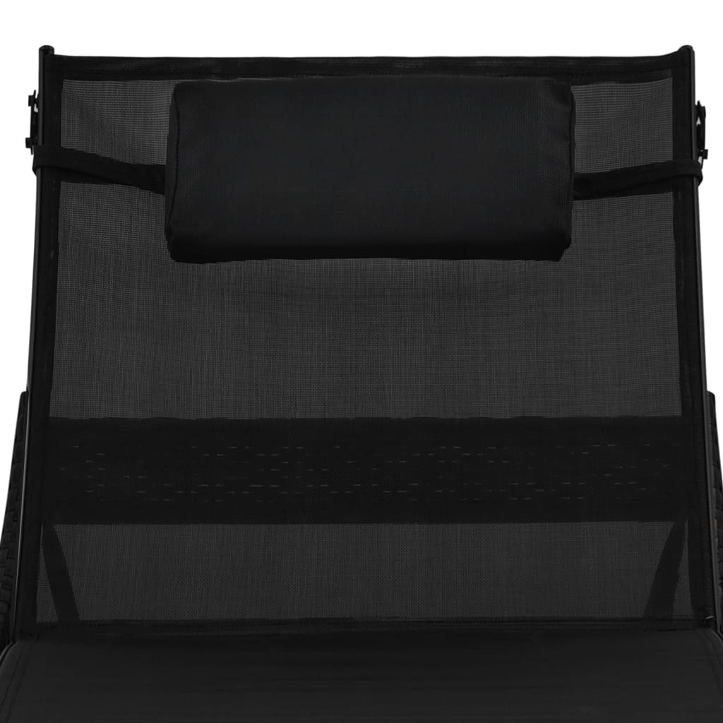 vidaXL Saulės gultas su pagalvėlėmis, poliratanas, juodas