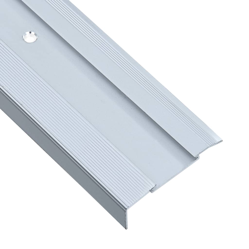 vidaXL Profiliai laiptams, 15vnt., sidabro, 134cm, aliuminis, L formos