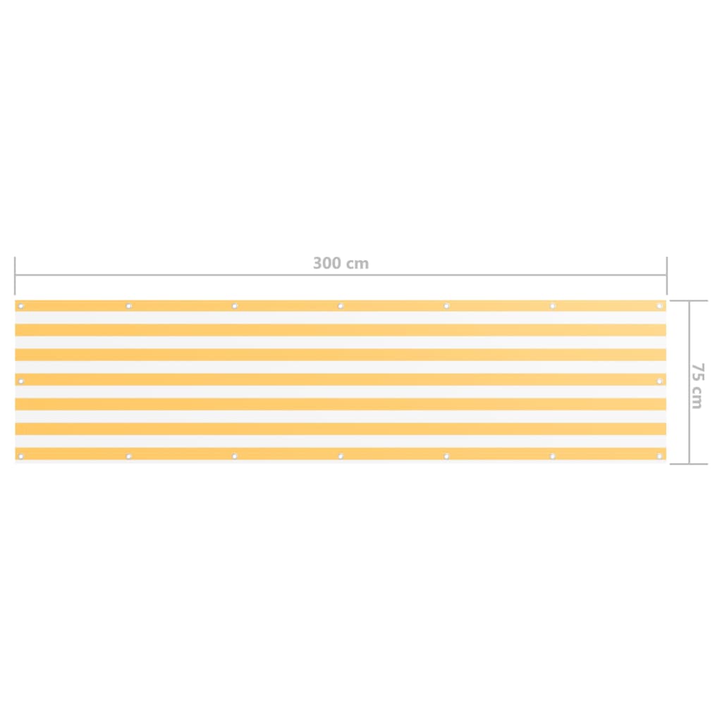 vidaXL Balkono pertvara, balta ir geltona, 75x300cm, oksfordo audinys