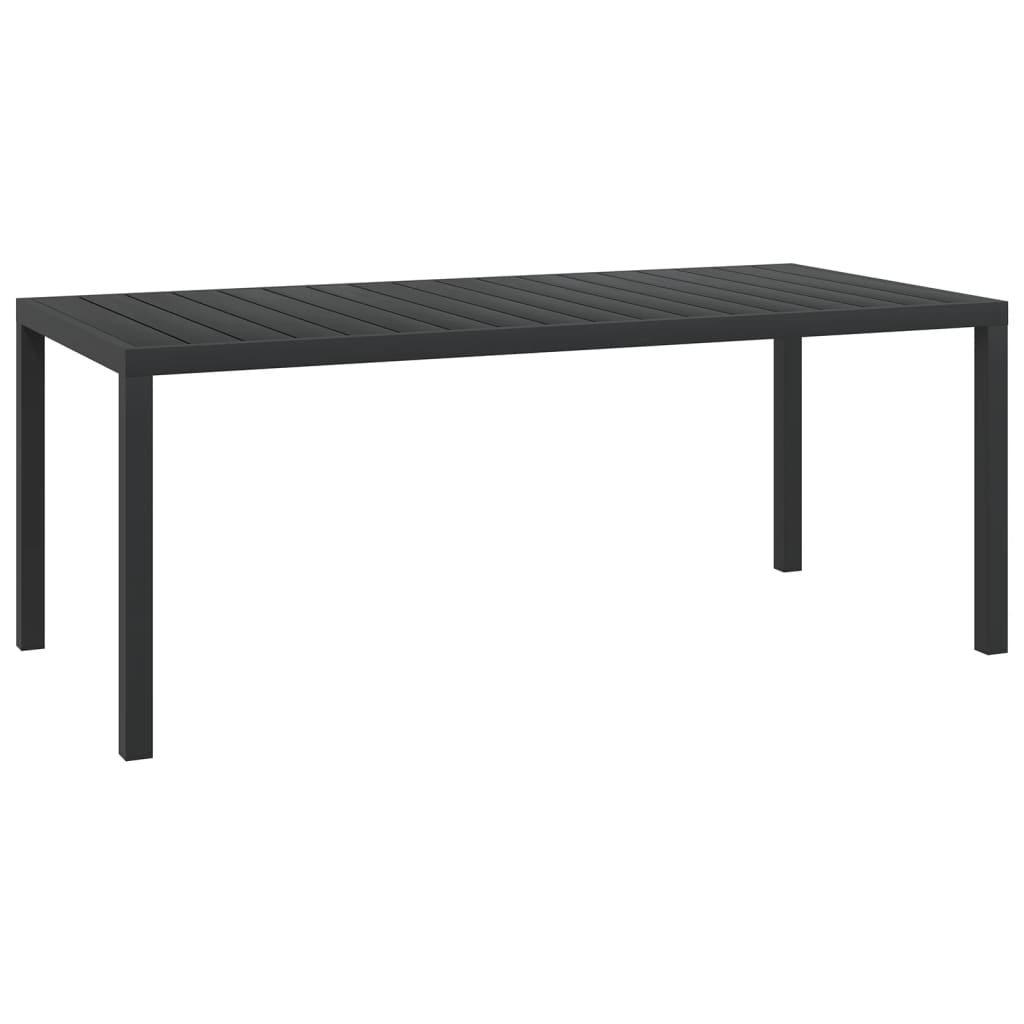 vidaXL Sodo stalas, juodas, 185x90x74cm, aliuminis ir WPC