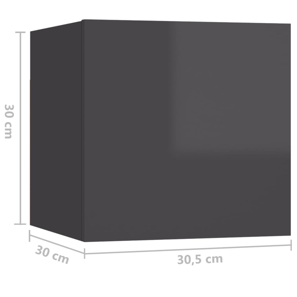 vidaXL Naktinė spintelė, pilkos spalvos, 30,5x30x30cm, MDP, blizgi