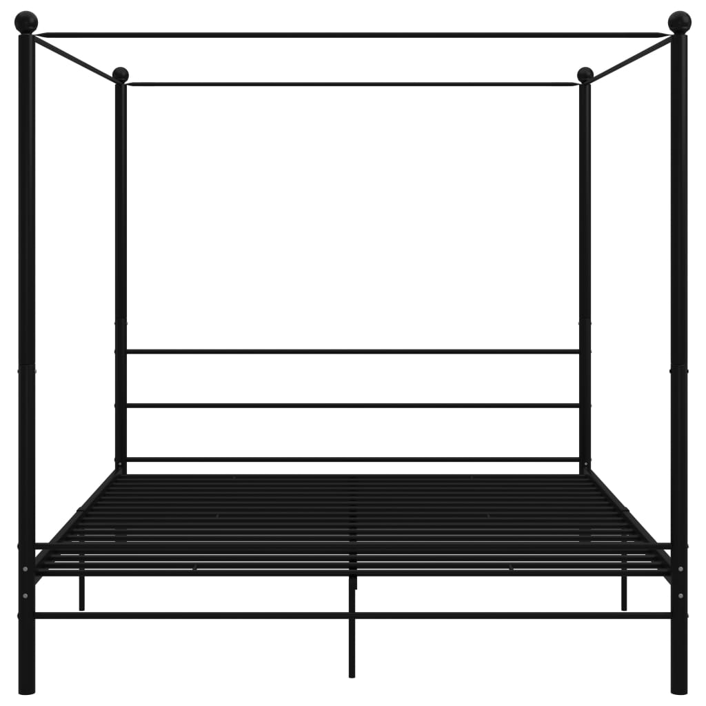vidaXL Lovos rėmas su baldakimu, juodos spalvos, 200x200cm, metalas