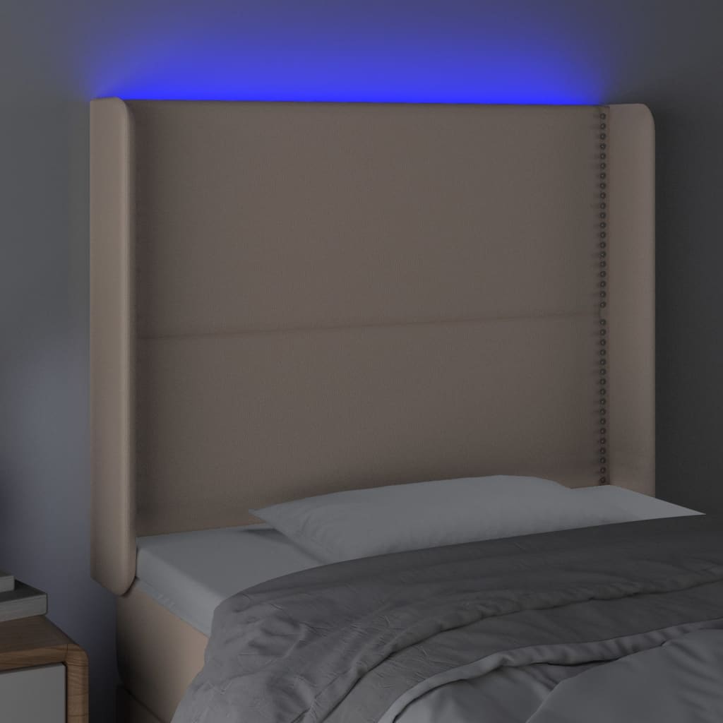 vidaXL Galvūgalis su LED, kapučino spalvos, 103x16x118/128cm