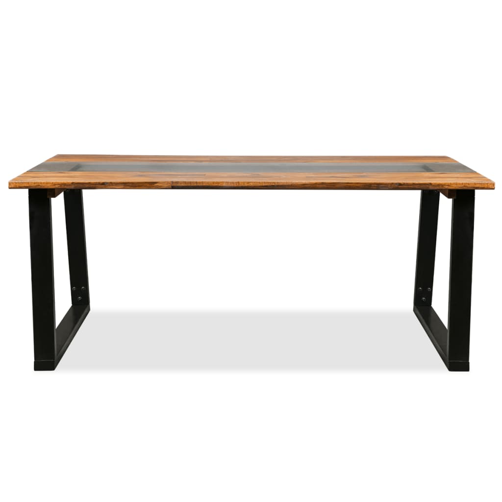 vidaXL Valgomojo stalas, masyvi akacijos mediena, stiklas, 180x90x75cm