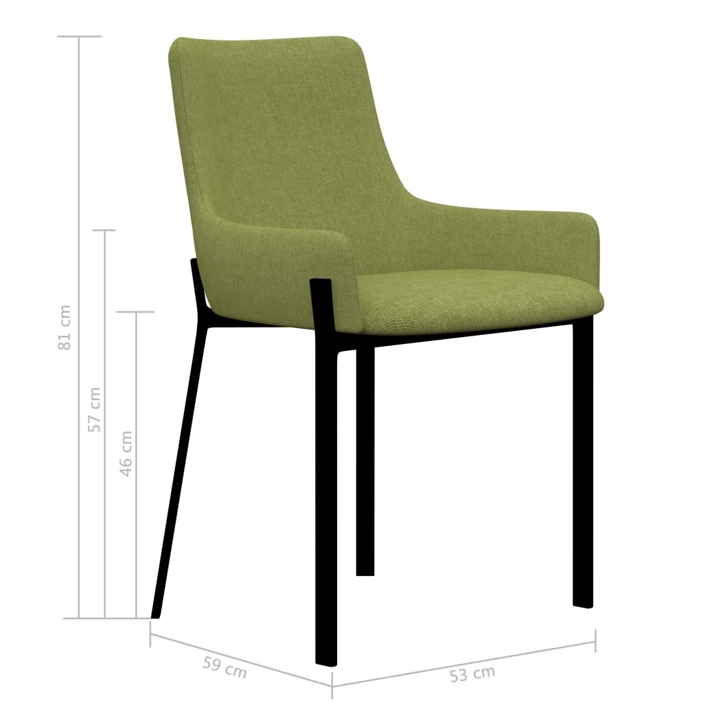 vidaXL Valgomojo kėdės, 4 vnt., žalios spalvos, audinys (2x282594)