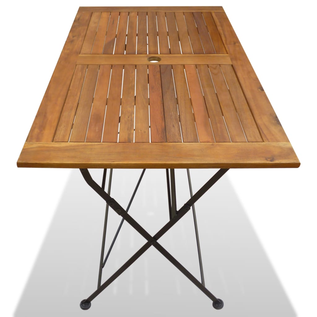 vidaXL Sulankstomas sodo stalas, 120x70x74cm, akacijos med. masyv.