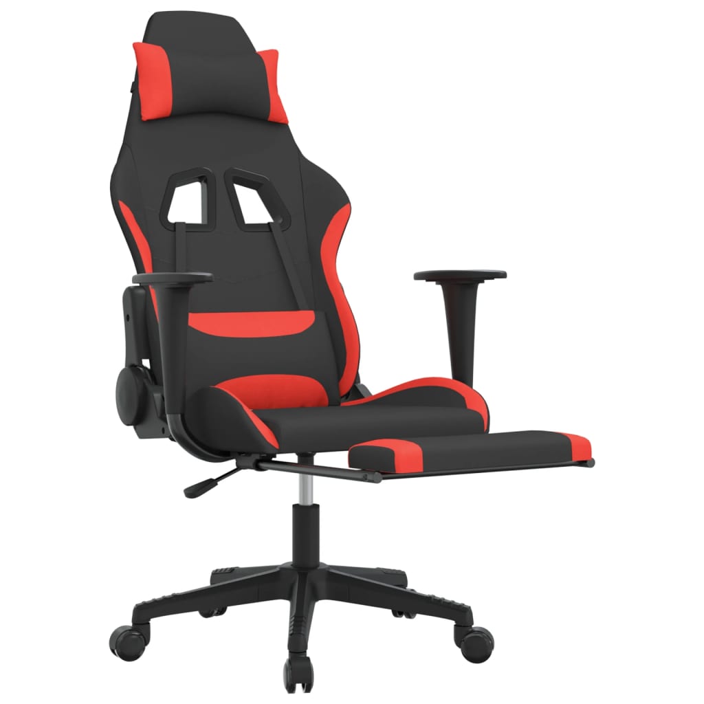 vidaXL Masažinė žaidimų kėdė su pakoja, juoda ir raudona, audinys