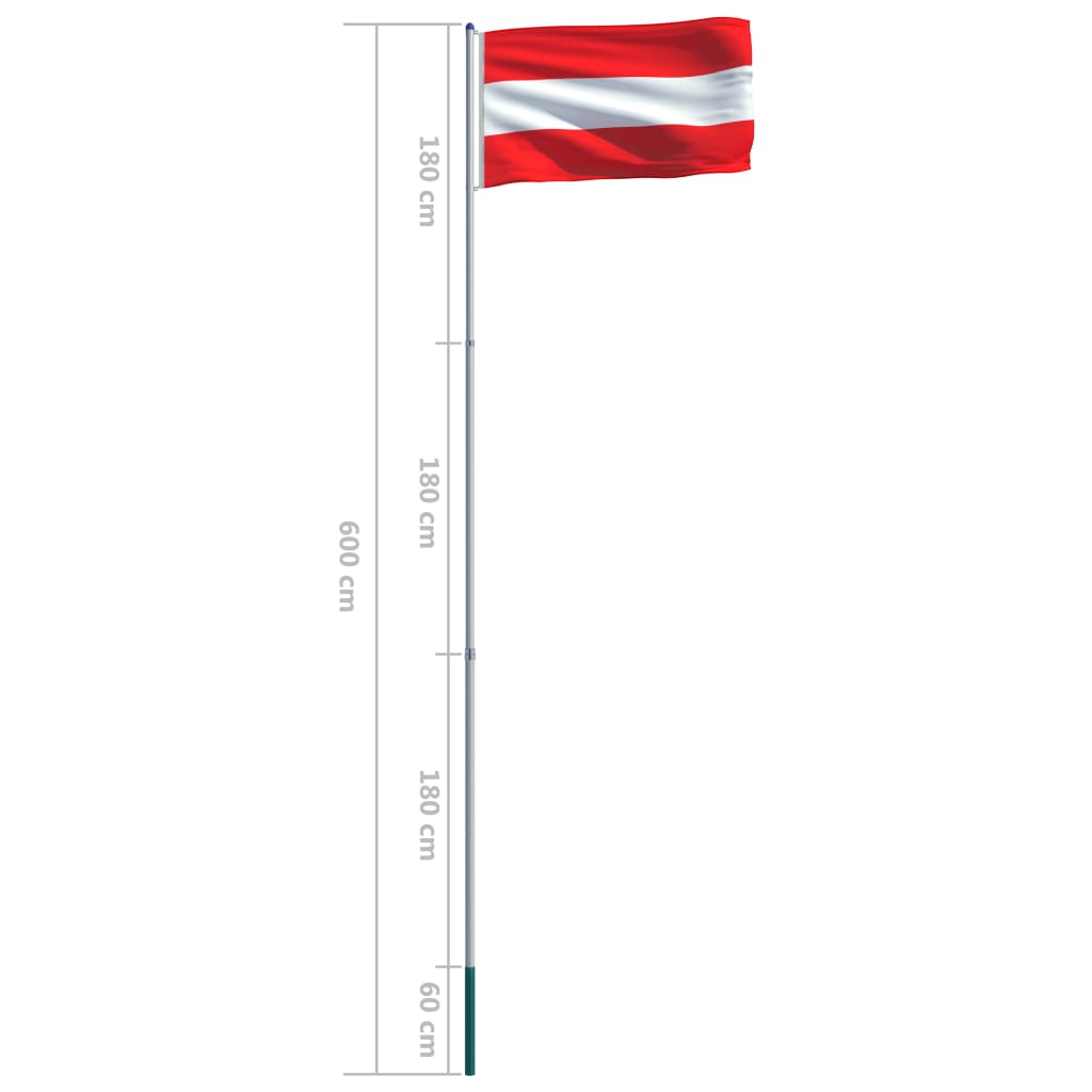vidaXL Austrijos vėliava su stiebu, aliuminis, 6m