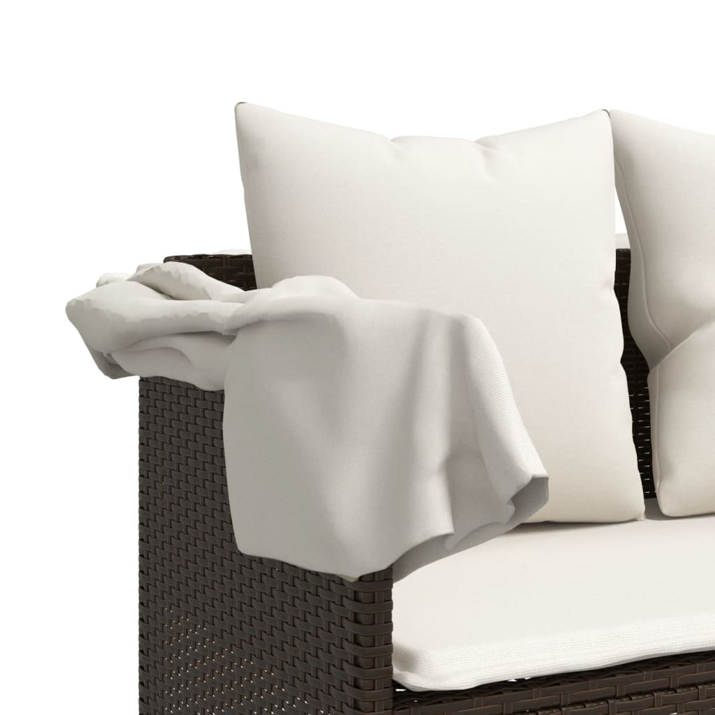 vidaXL Saulės gultas su pagalvėlėmis, rudos spalvos, poliratanas
