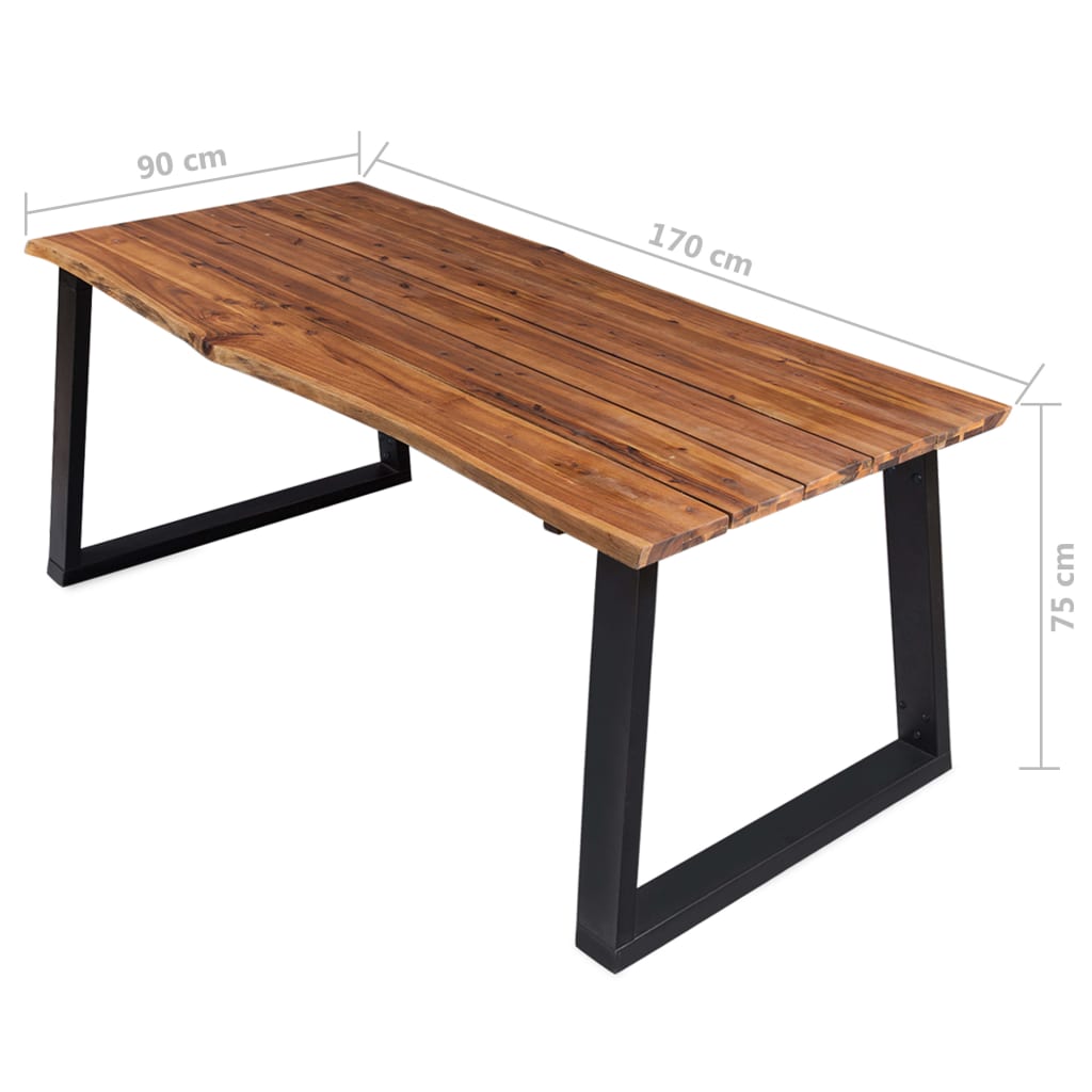 vidaXL Valgomojo stalas, 170x90x75cm, akacijos medienos masyvas