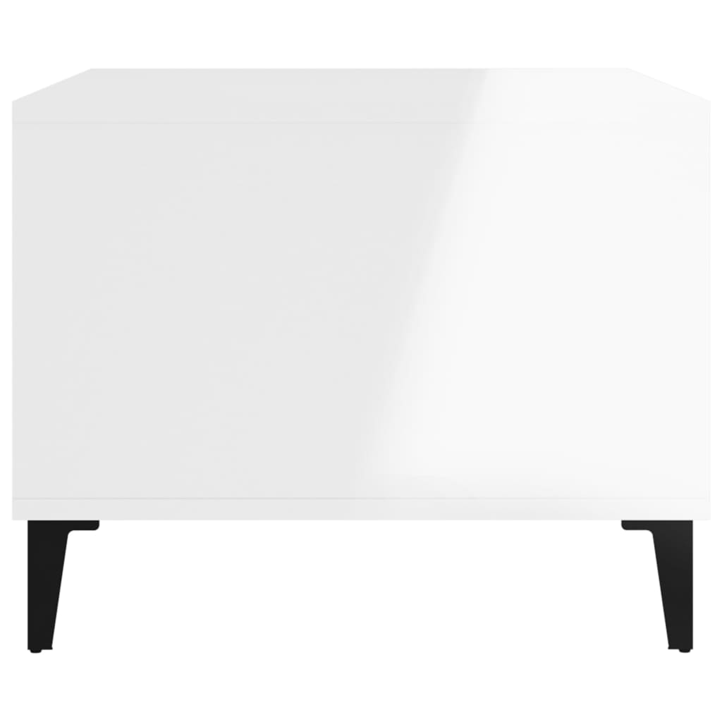 vidaXL Kavos staliukas, baltas, 60x50x40cm, apdirbta mediena, blizgus