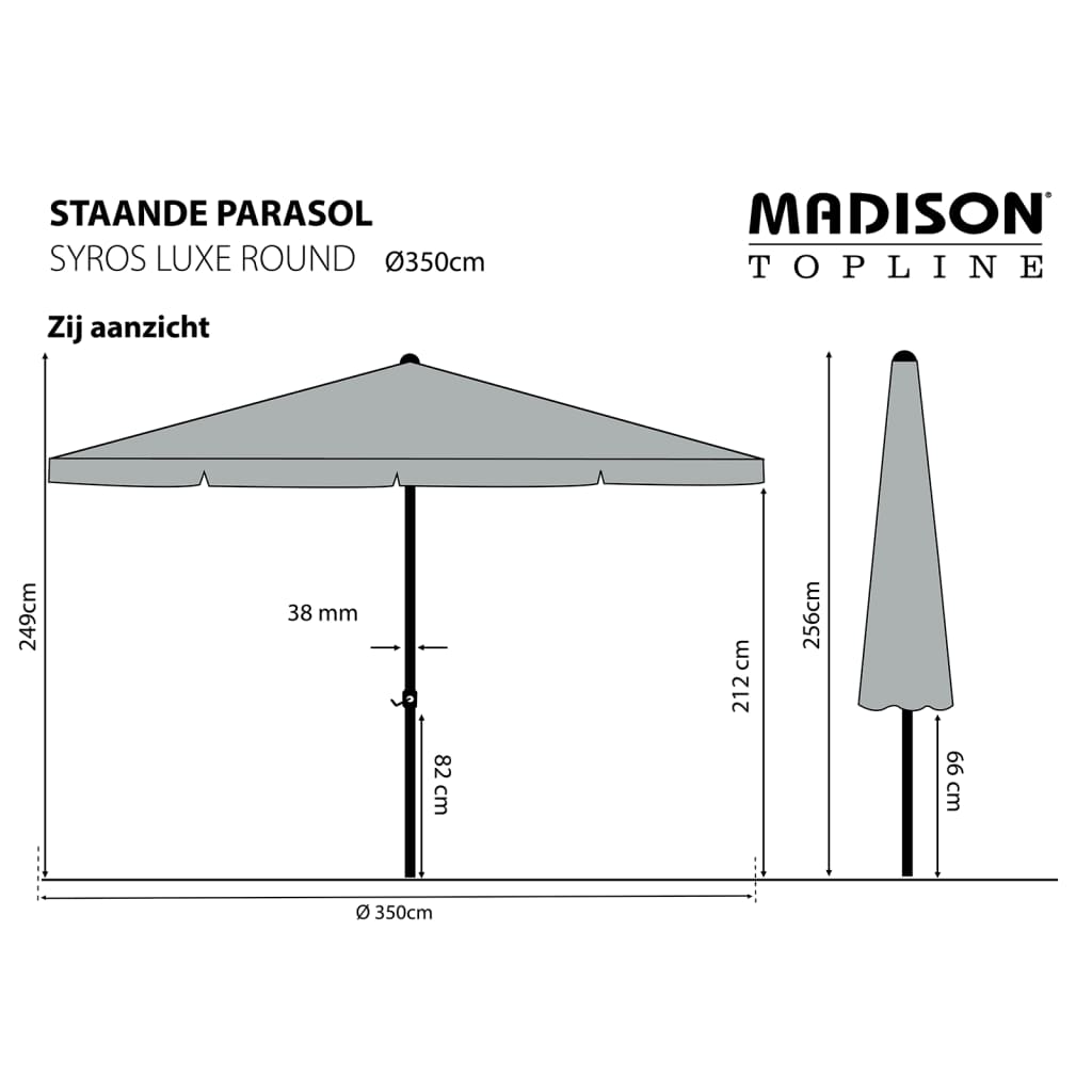 Madison Skėtis nuo saulės Syros Luxe, pilkos spalvos, 350cm, apskritas