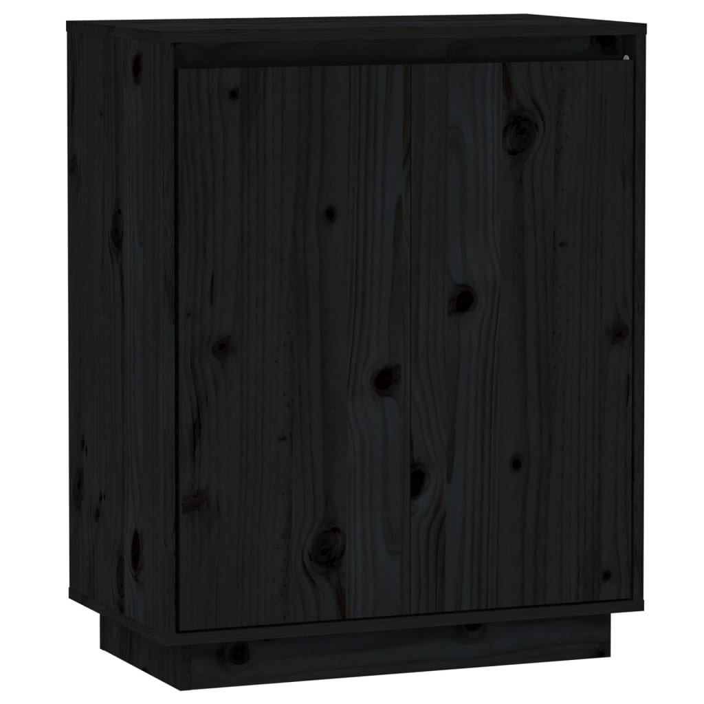 vidaXL Šoninė spintelė, juoda, 60x34x75cm, pušies medienos masyvas