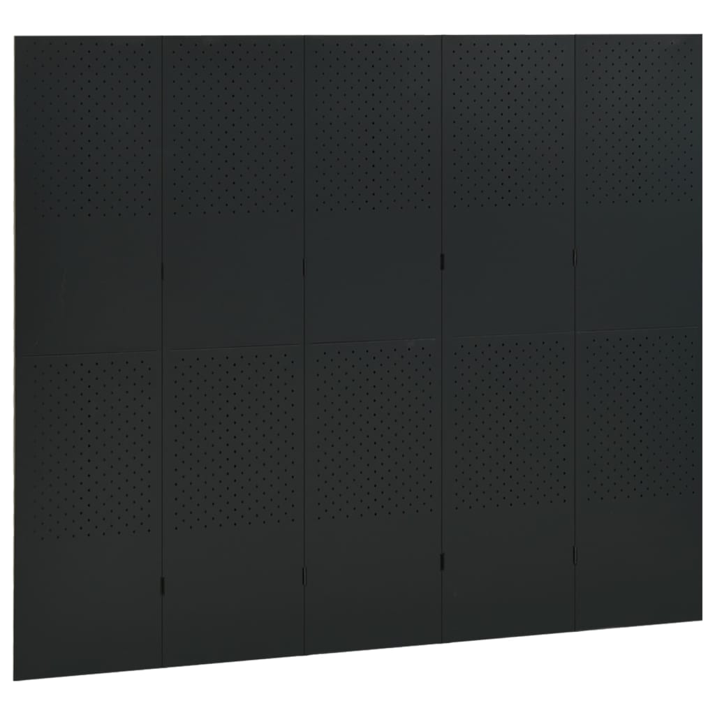 vidaXL Kambario pertvaros, 5 dalių, 2vnt., juodos, 200x180cm, plienas