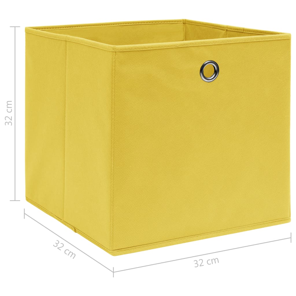 vidaXL Daiktadėžės, 10vnt., geltonos spalvos, 32x32x32cm, audinys