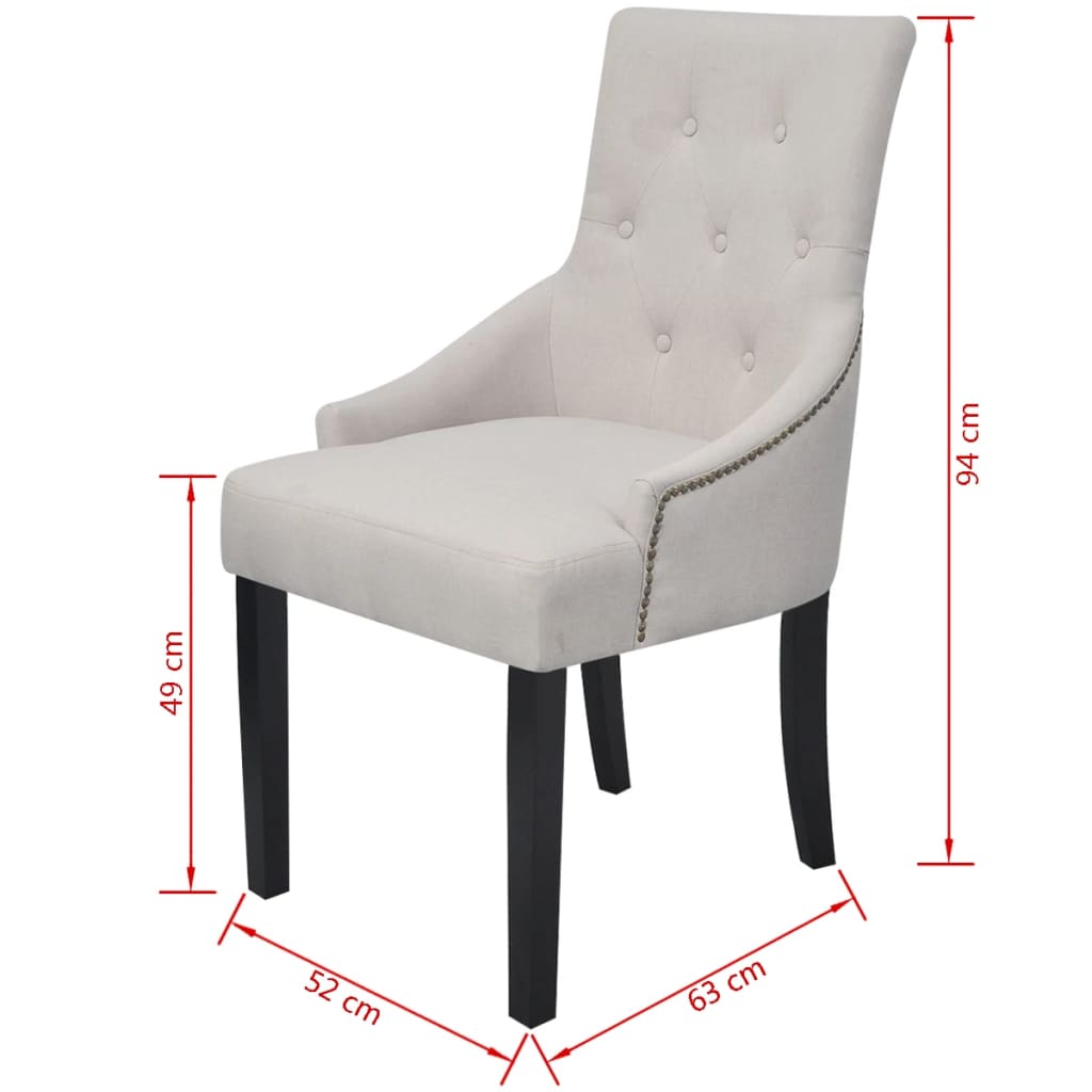 vidaXL Valgomojo kėdės, 4vnt., kreminės pilkos spalvos, audinys