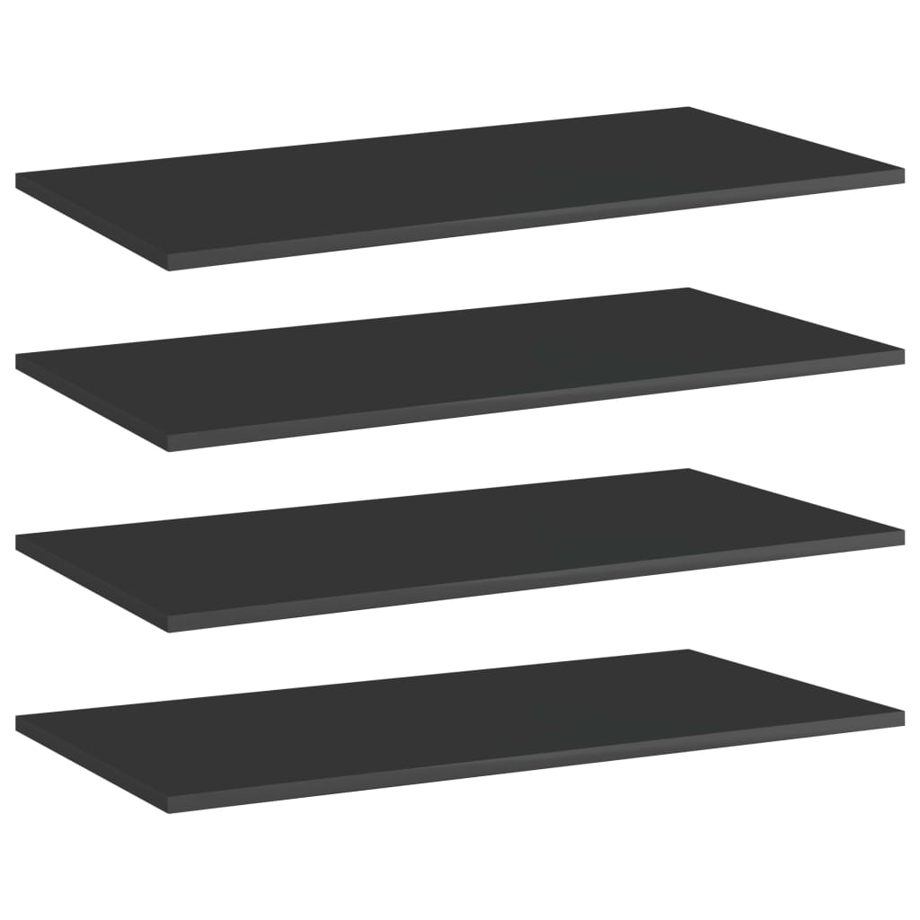 vidaXL Knygų lentynos plokštės, 4vnt., juodos, 80x40x1,5cm, MDP