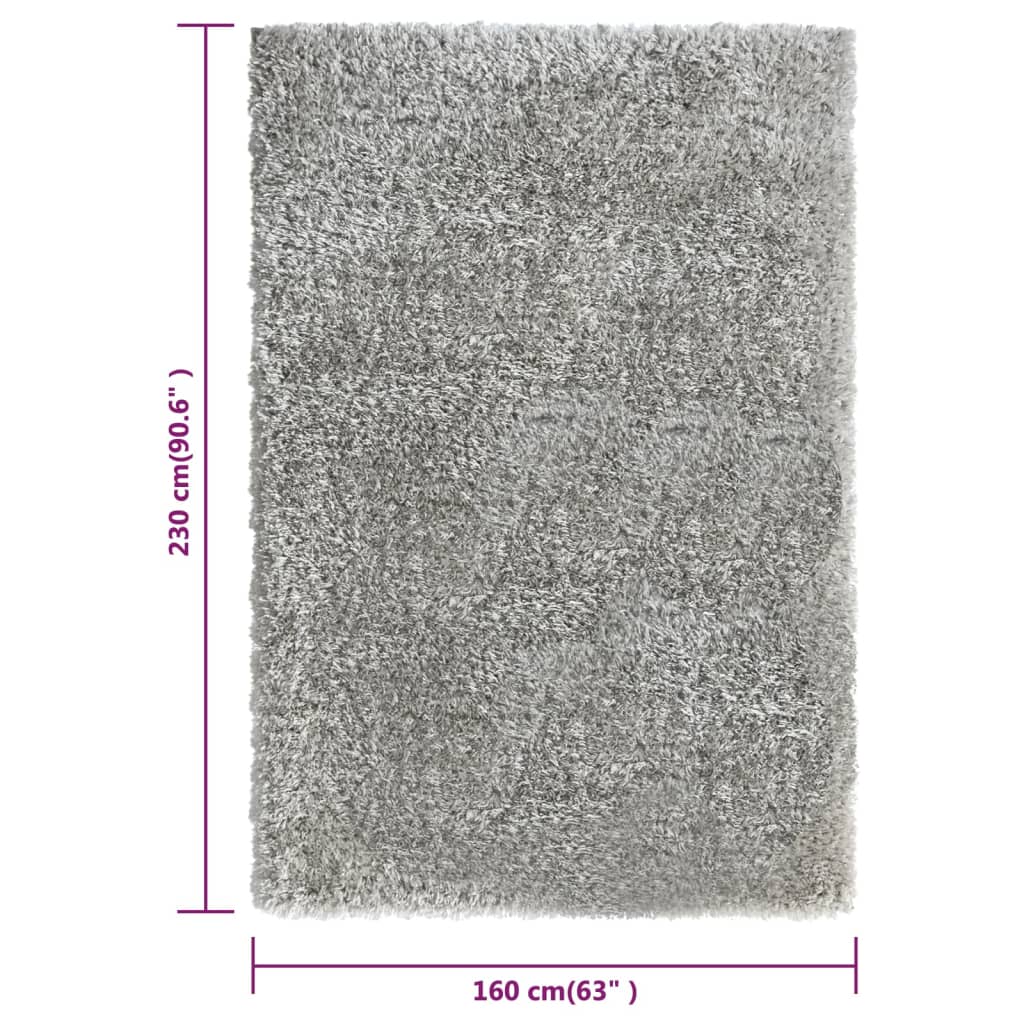 vidaXL Shaggy tipo kilimėlis, pilkas, 160x230cm, 50mm, aukšti šereliai