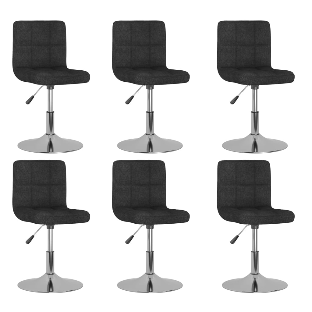 vidaXL Pasukamos valgomojo kėdės, 6vnt., juodos spalvos, audinys