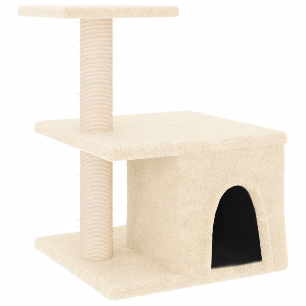 vidaXL Draskyklė katėms su stovais iš sizalio, kreminės spalvos, 48cm