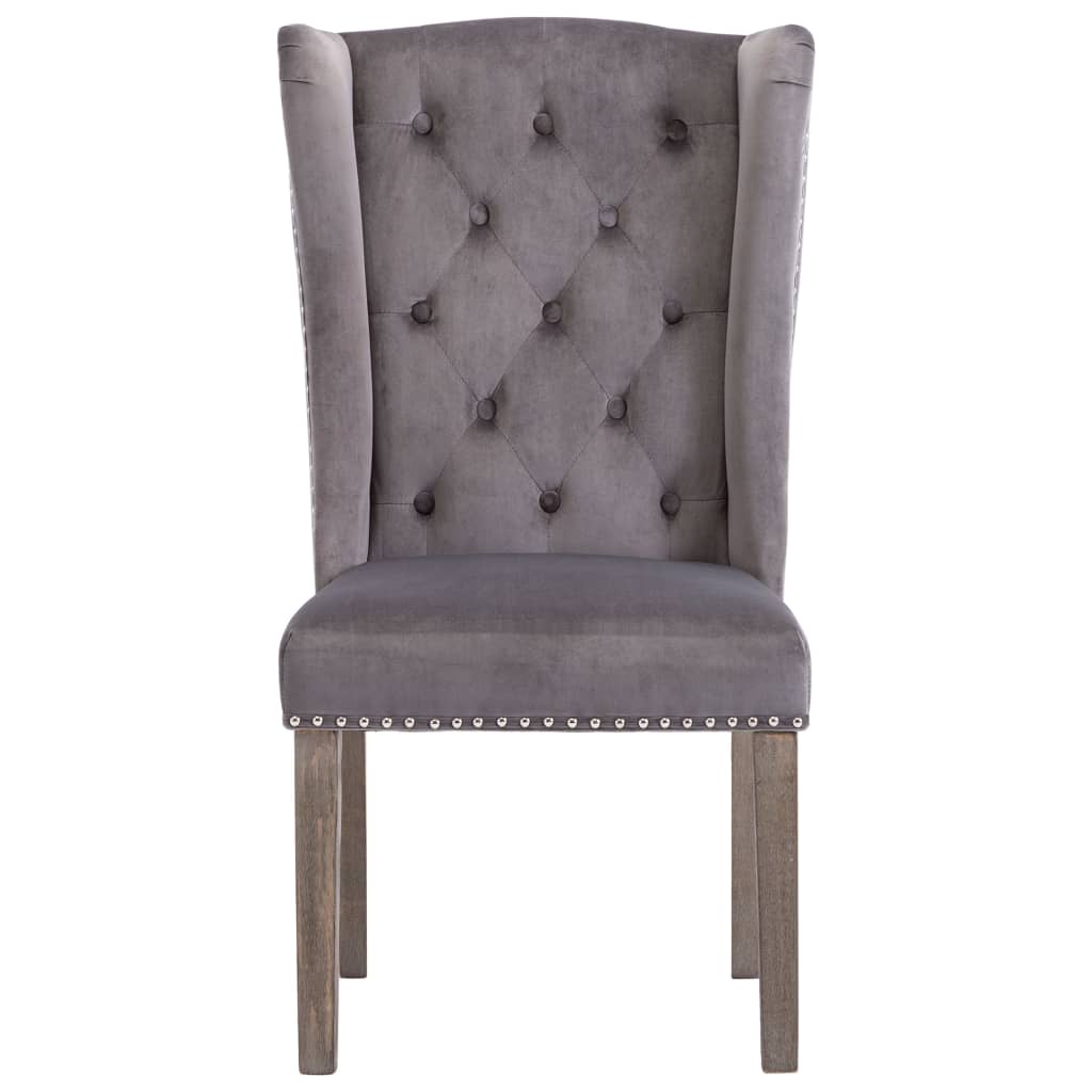 VidaXL Valgomojo kėdės, 2vnt., pilkos spalvos, aksomas (2x287951)