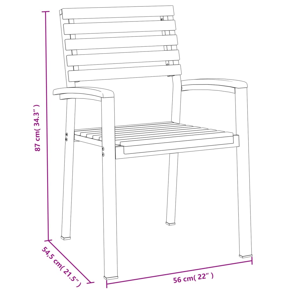 vidaXL Sudedamos sodo kėdės, 2vnt., akacijos medienos masyvas/metalas