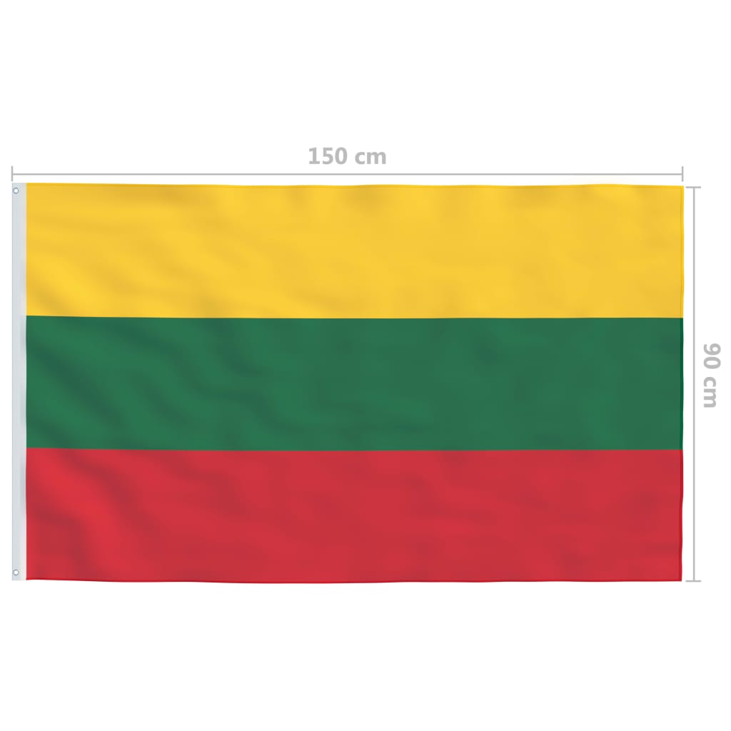vidaXL Lietuvos vėliava su stiebu, aliuminis, 6m