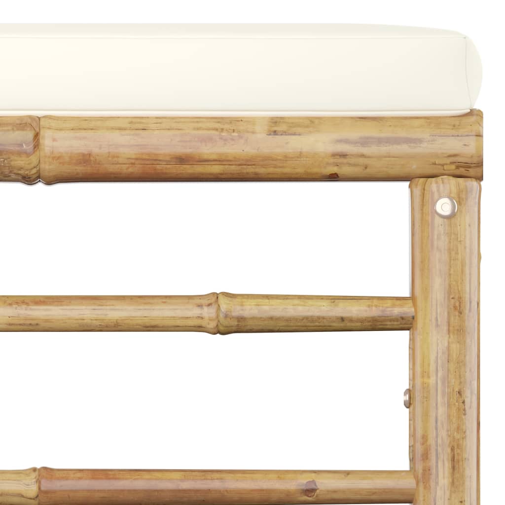 vidaXL Sodo pakoja su kremine balta pagalvėle, bambukas