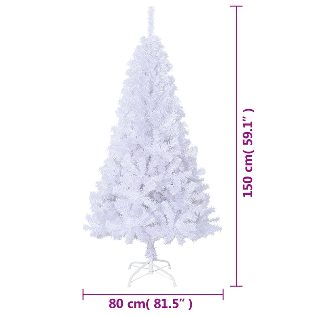 vidaXL Dirbtinė Kalėdų eglutė su storomis šakomis, balta, 150cm, PVC