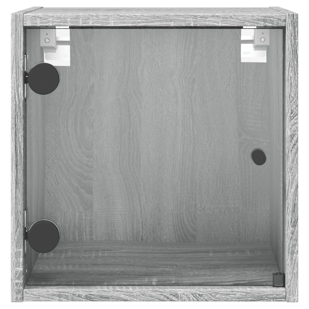 vidaXL Naktinė spintelė su stiklinėmis durelėmis, pilka, 35x37x35cm