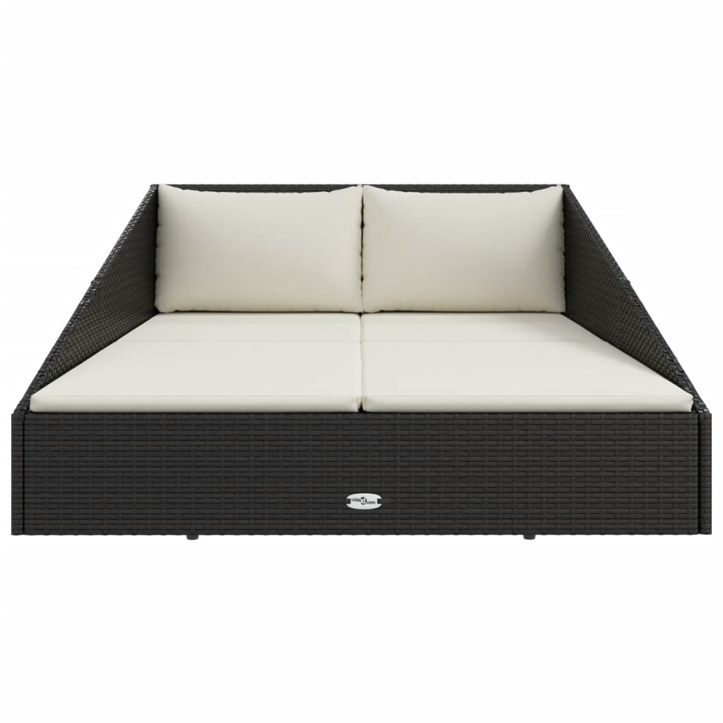 vidaXL Sodo gultas, juodos spalvos, 110x200cm, poliratanas