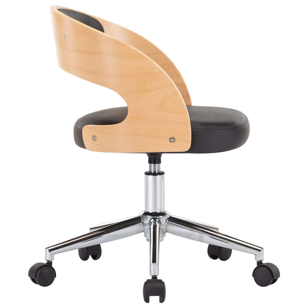 vidaXL Pasukama biuro kėdė, juoda, išlenkta mediena ir dirbtinė oda