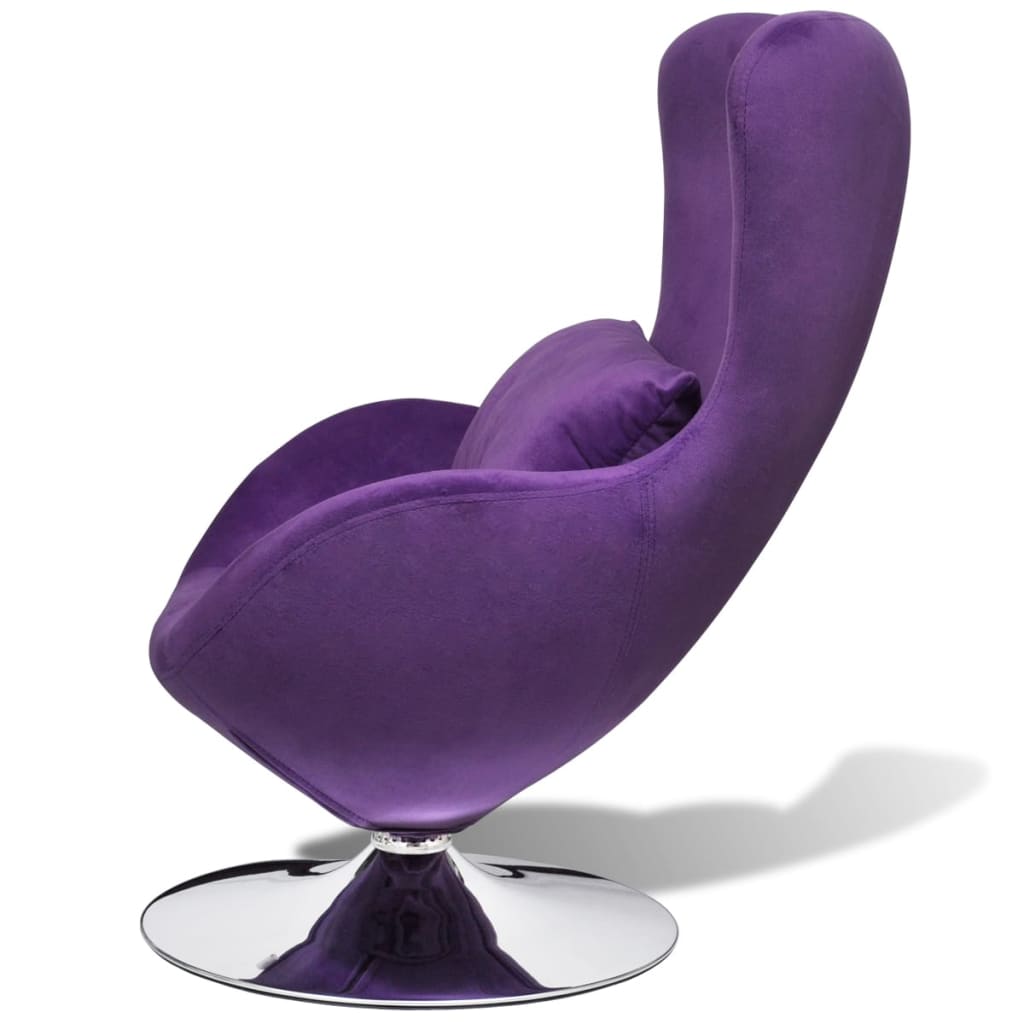 vidaXL Kėdė su pagalve, violetinė, aksomas, kiaušinio formos, pasukama