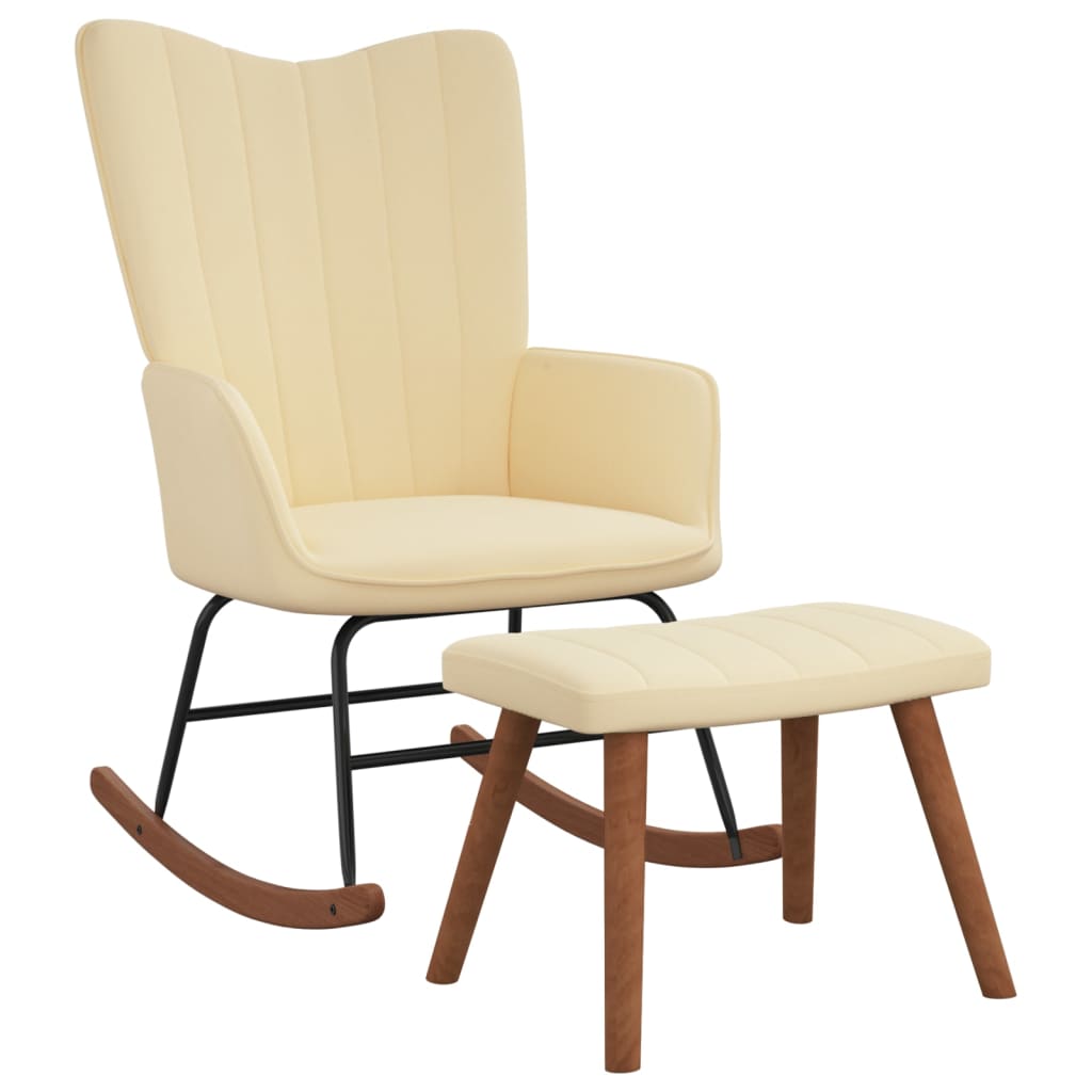 vidaXL Supama kėdė su pakoja, kreminės baltos spalvos, aksomas