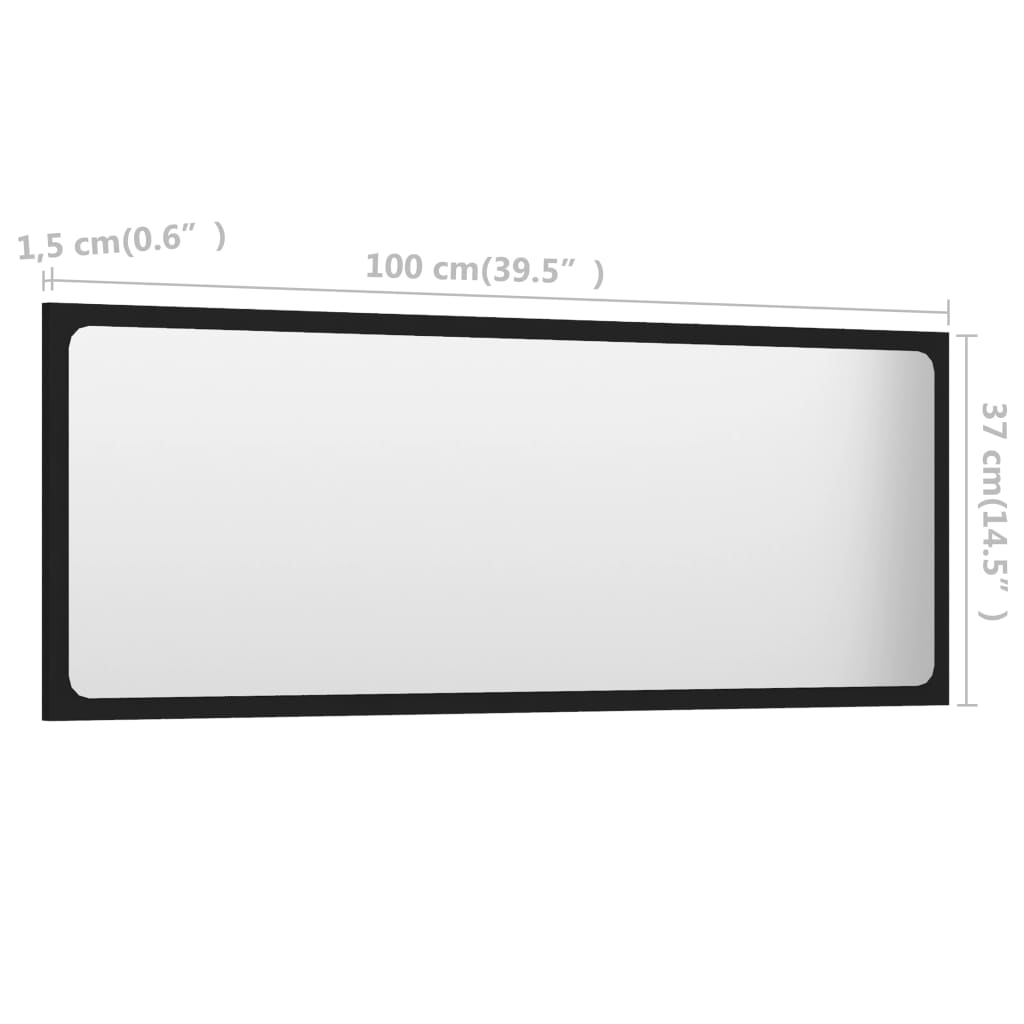 vidaXL Vonios kambario veidrodis, juodos spalvos, 100x1,5x37cm, MDP