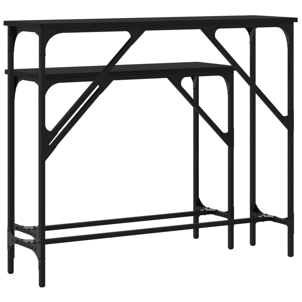 vidaXL Konsoliniai staliukai, 2vnt., juodos spalvos, apdirbta mediena