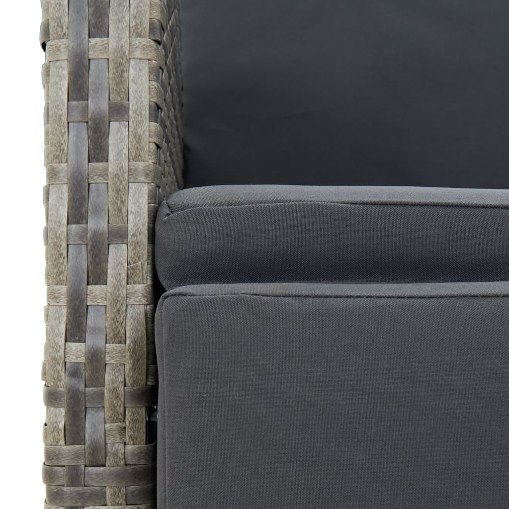 vidaXL Sodo komplektas su pagalvėlėmis, 3 dalių, pilkas, poliratanas