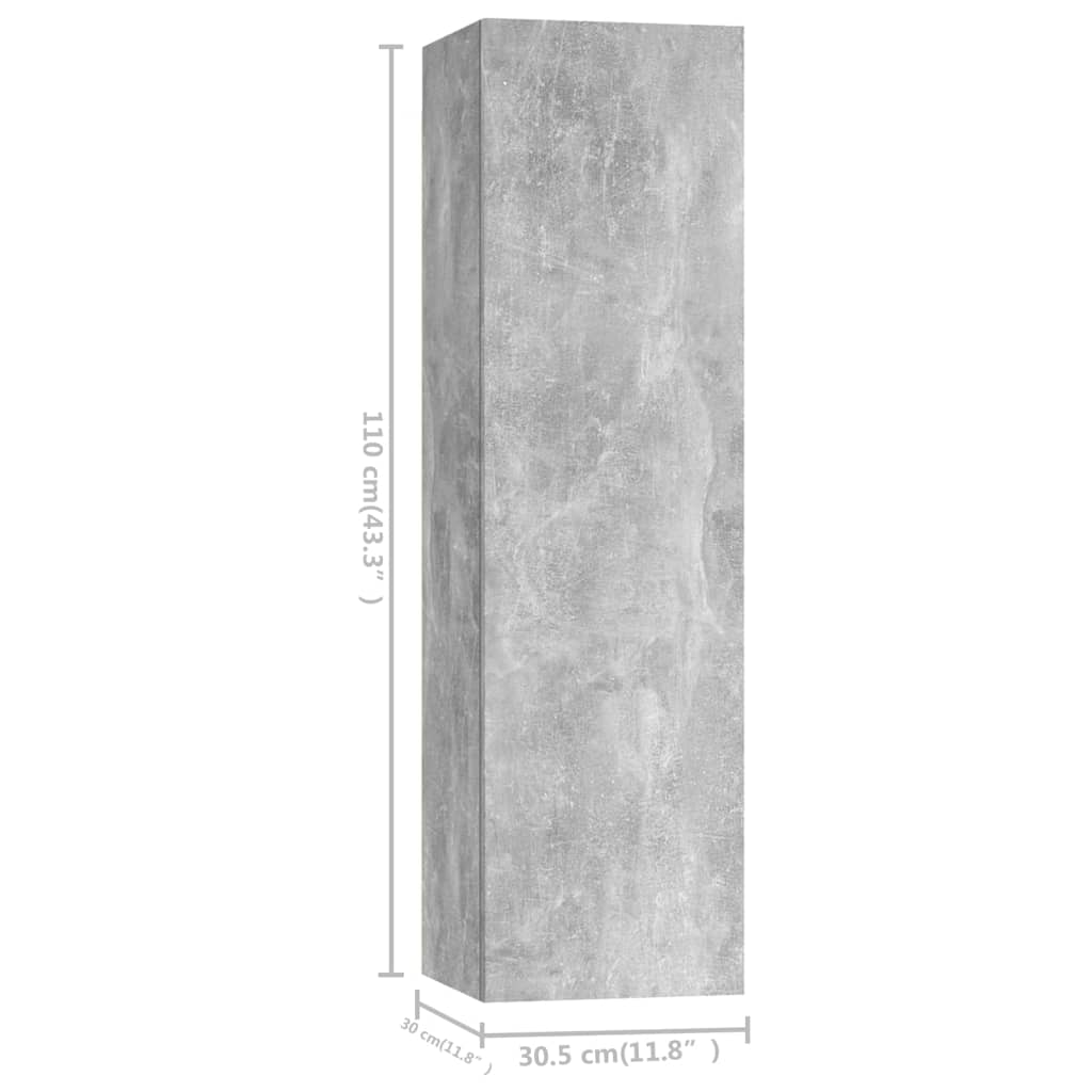 vidaXL Televizoriaus spintelių komplektas, 7 dalių, betono pilkas, MDP