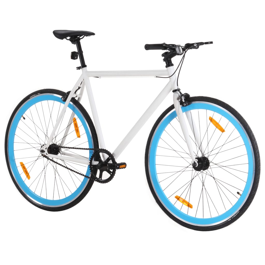 vidaXL Fiksuotos pavaros dviratis, baltas ir mėlynas, 700c, 55cm