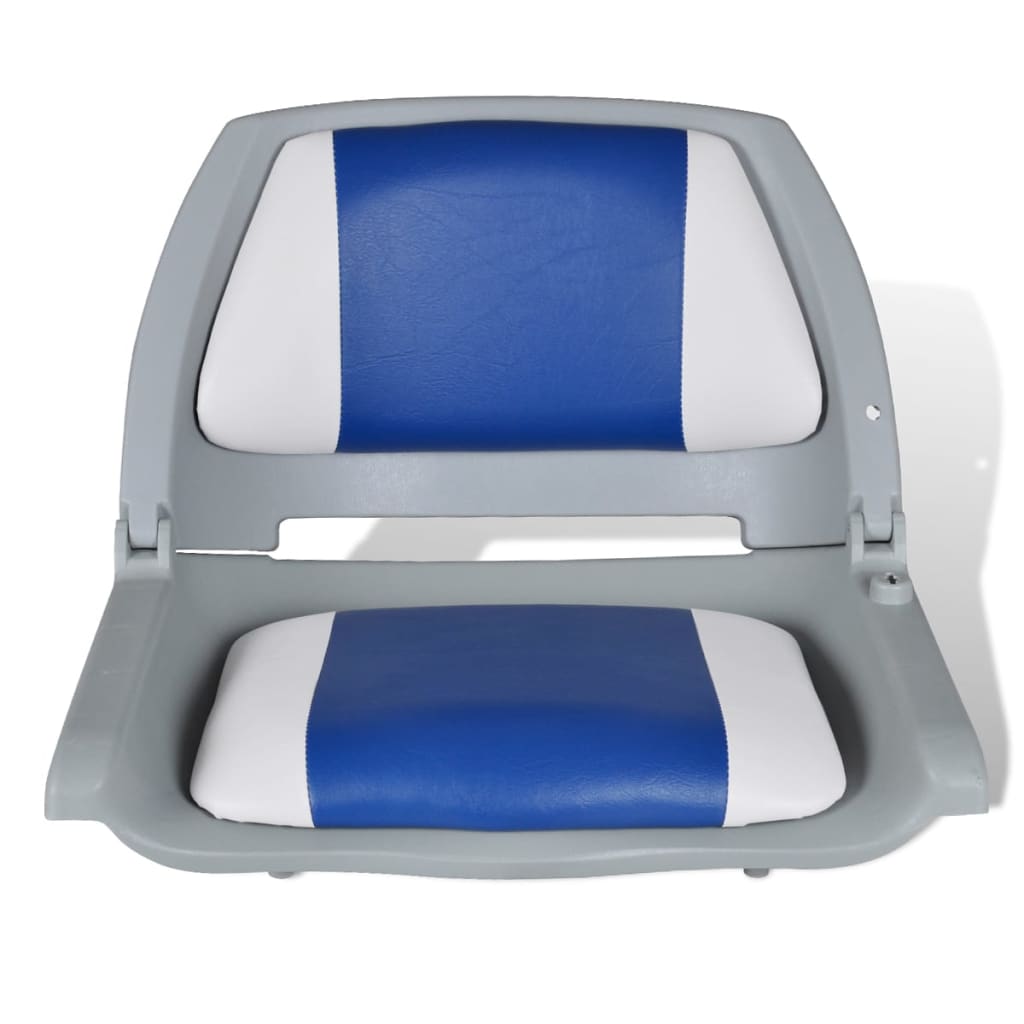 vidaXL Valties sėdynės, 2 vnt., 41x51x48cm, mėlynos-baltos pagalvės