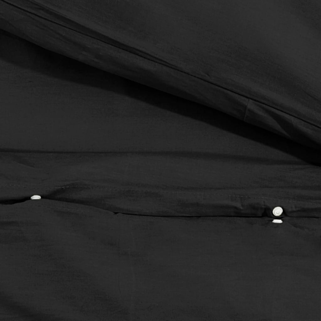 vidaXL Patalynės komplektas, juodos spalvos, 140x200cm, medvilnė