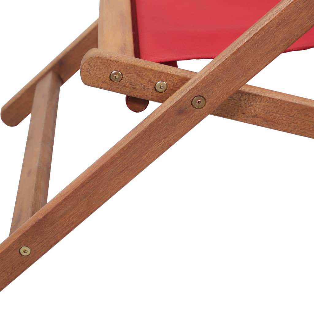 vidaXL Sulankstoma paplūdimio kėdė, audinys ir medinis rėmas, raudona