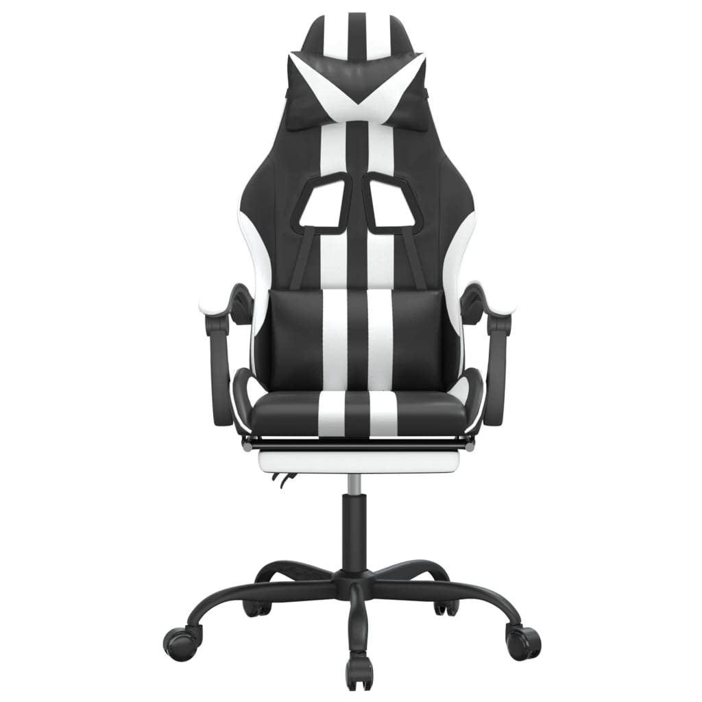 vidaXL Žaidimų kėdė su pakoja, juoda ir balta, dirbtinė oda